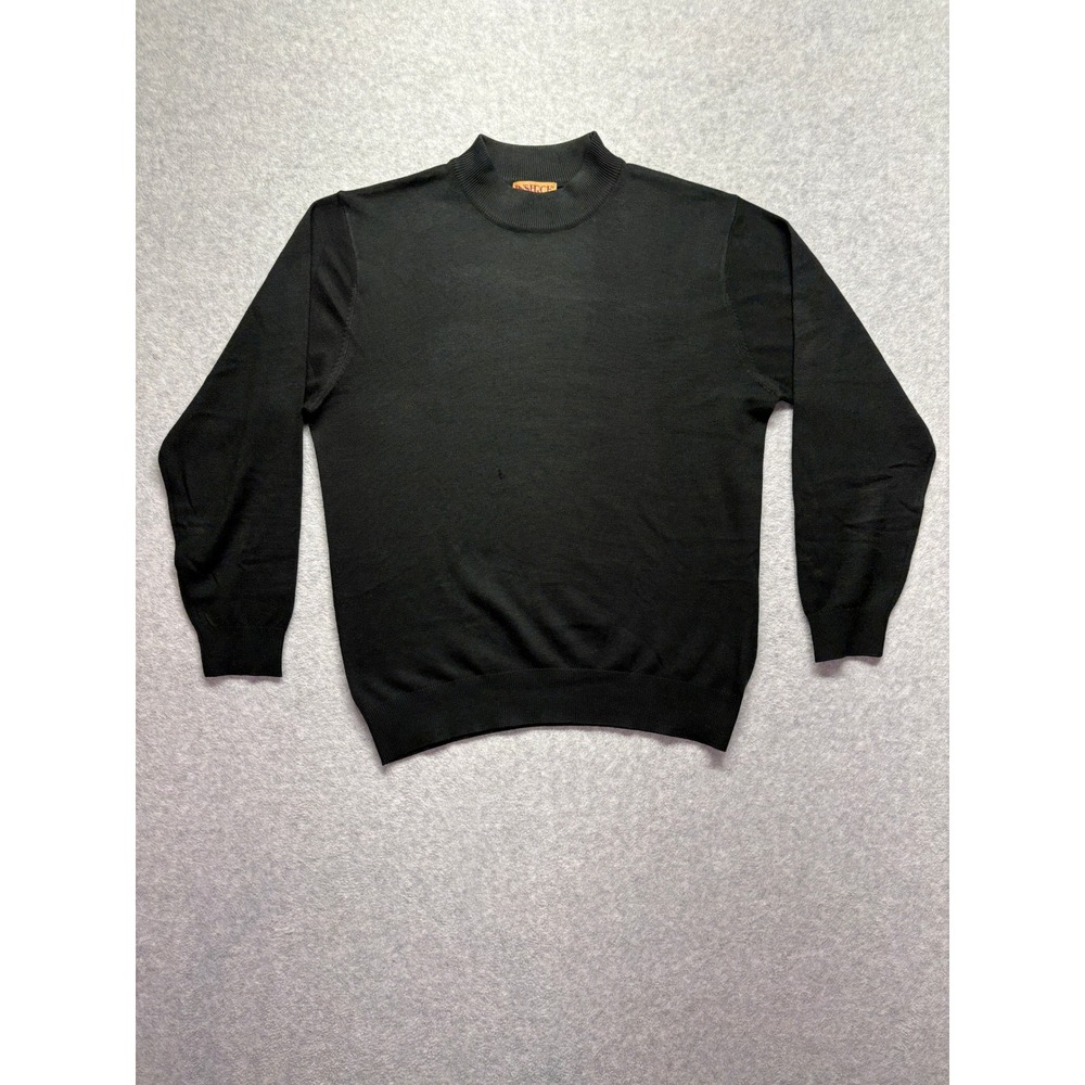Inserch Mens Mock Neck Knit Sweater Black Long Sleeve Acrylic Size L